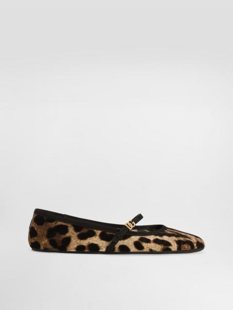 Printed velvet ballet flats
