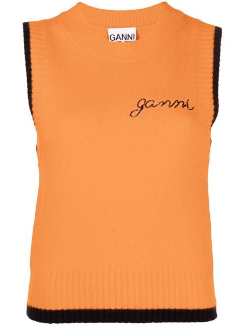 sleeveless wool-blend top