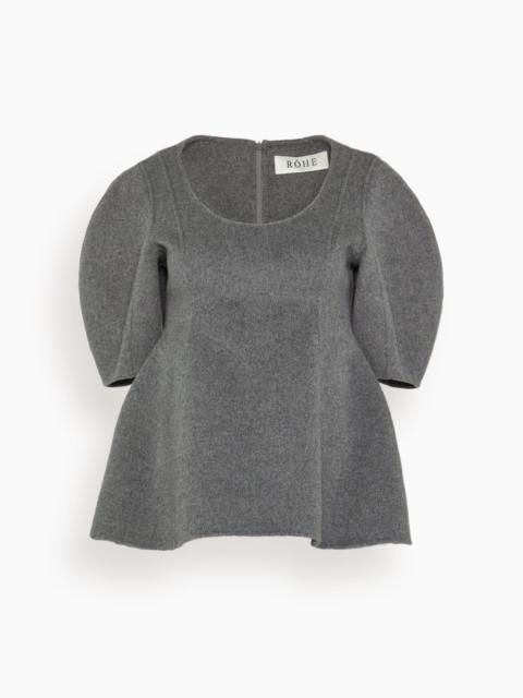 Sculptural Double-Faced Top in Mid Grey Melange