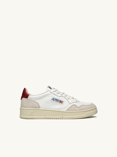 MEDALIST LOW SNEAKERS IN WHITE AND RED LEATHER AND BEIGE SUEDE