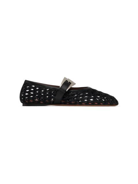 Black Sveva Buckle Ballerina Flats