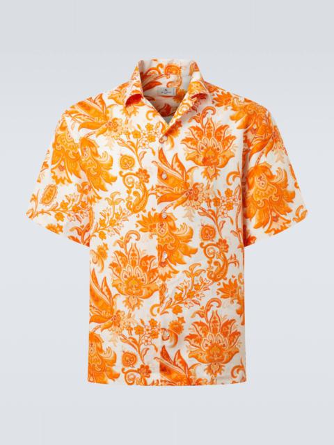 Printed linen bowling shirt