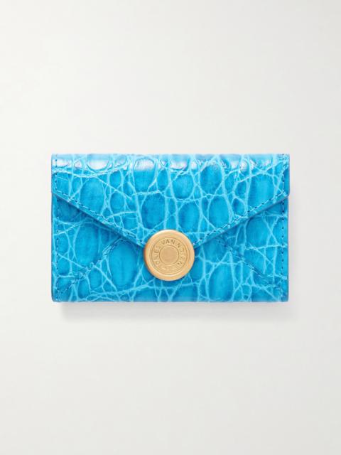 Textured Metallic Croc-effect Leather Wallet