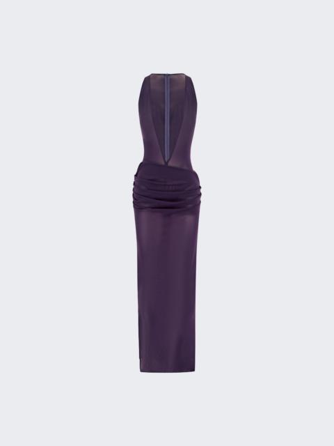 Tucked Halter Column In Power Mesh Grape