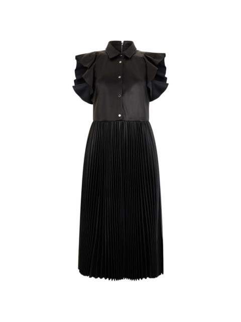 ruffled-sleeve pleated dress