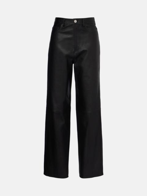 High-rise leather wide-leg pants