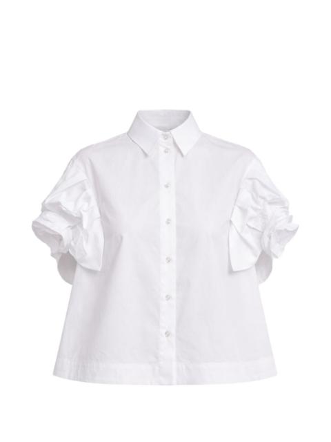 ruffled-sleeves buttoned shirt