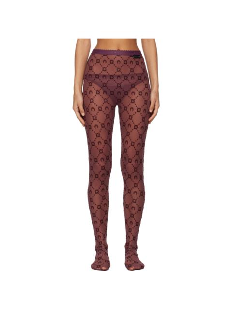 Burgundy Moonogram Mesh Flock Tights