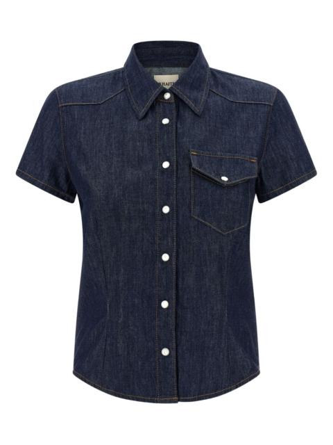 snap button cotton denim shirt