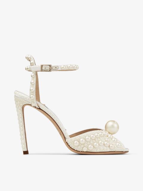 Sacora 100
White Satin Sandals with All Over Pearls
