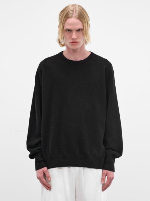 Black Wool Knit Crewneck Sweater