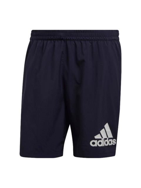 Men's adidas Alphabet Logo Printing Woven Thin Breathable Sports Shorts Ink Blue HB7474