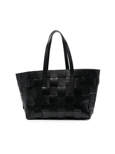 woven leather tote bag