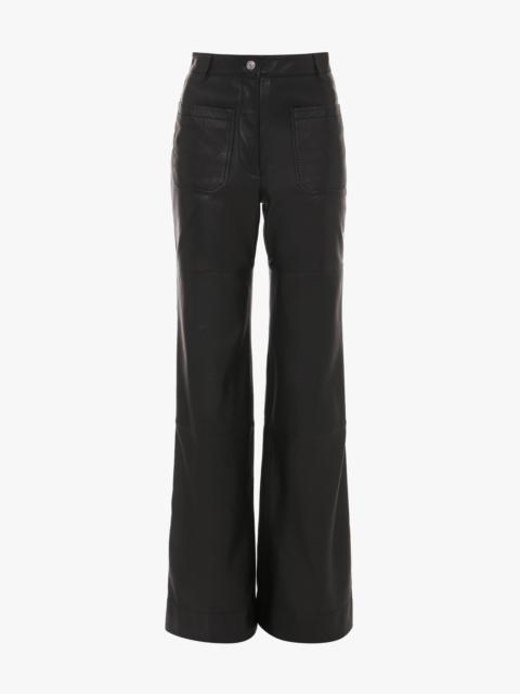 Alina High Waisted Trouser In Soft Black Leather
