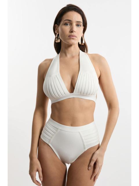 Bandage Sheer Stripe Halter Neck Top