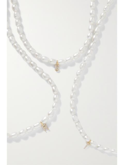 Initial 10-karat Gold, Pearl And Diamond Necklace