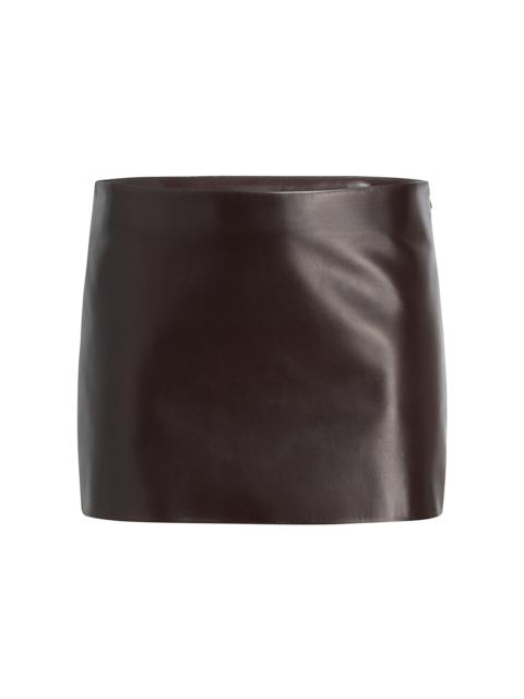 Jett Mid-Rise Plonge-Leather Mini Skirt brown