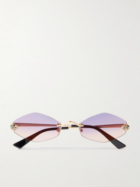 Panthère Hexagon-frame Gold-tone Sunglasses