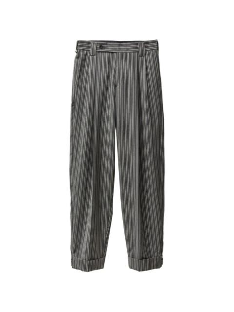 striped pleated trousers