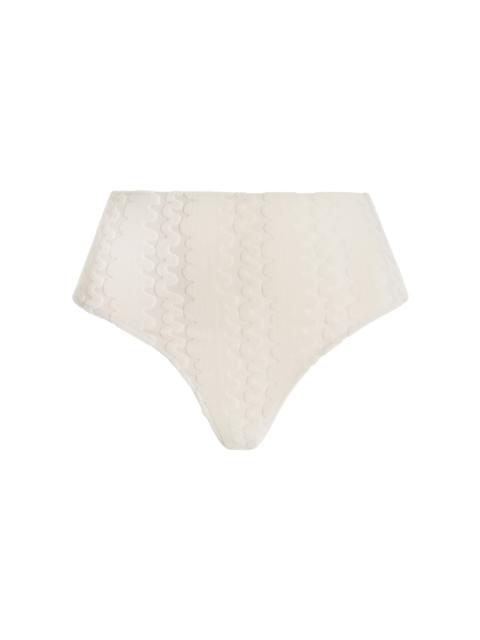 Riva Ruched High-Rise Bikini Bottom ivory