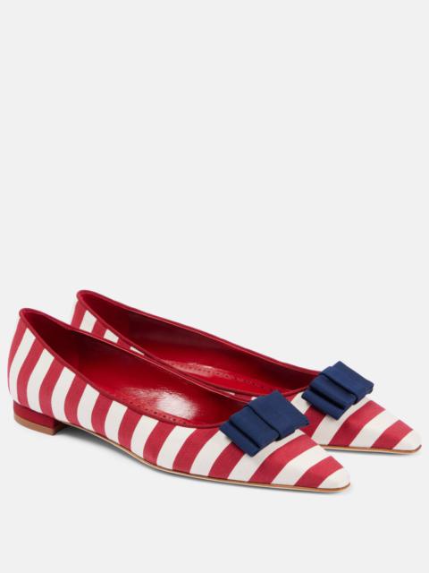 Reador bow-detail striped ballet flats