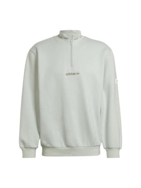 adidas originals Small Logo Solid Color Sports Pullover Light Green HM2657