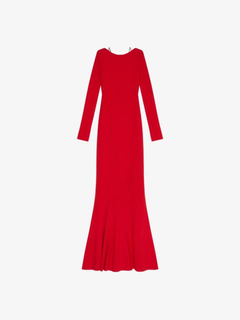 BACKLESS DRESS WITH G LINK CHAIN STRAPS