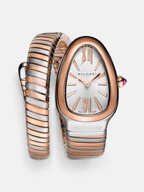 Serpenti Tubogas 35mm 18kt rose gold and stainless steel watch with rubellite
