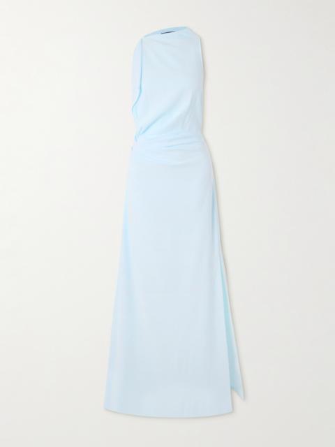 Devyn Draped Pleated Crepe Maxi Dress