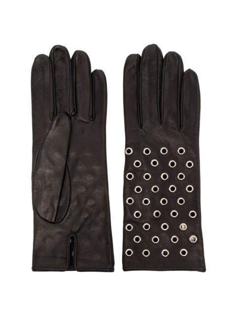 eyelet-detail leather gloves