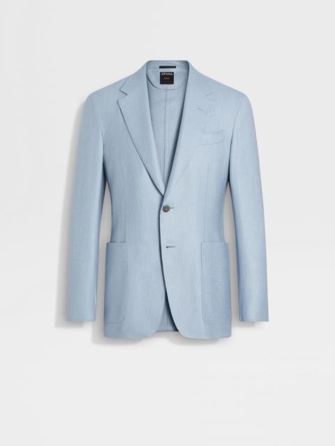 LIGHT BLUE SILK CASHMERE AND LINEN JACKET