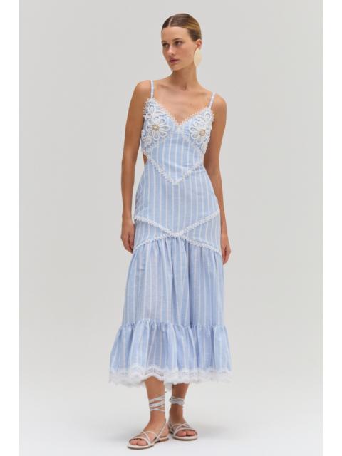 MARINE LINEN CUT OUT MIDI DRESS