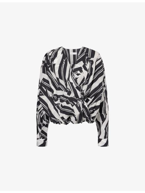 Printed Wrap-Front Cotton Shirt