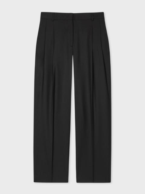 Women's 'A Suit To Travel In' Black Wool Twill Pleated Trousers