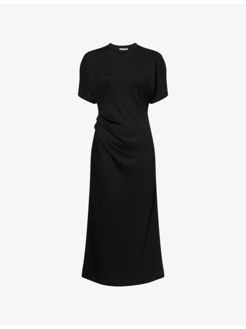 Ruched-Side Knit Midi Dress