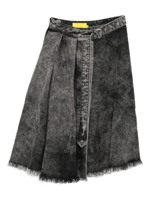 belted denim skirt