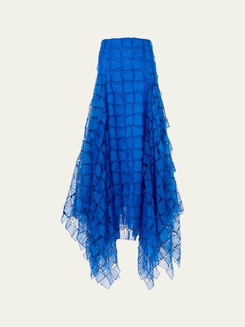 Embroidered Organza Maxi Handkerchief Skirt