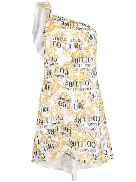 logo-print one-shoulder dress