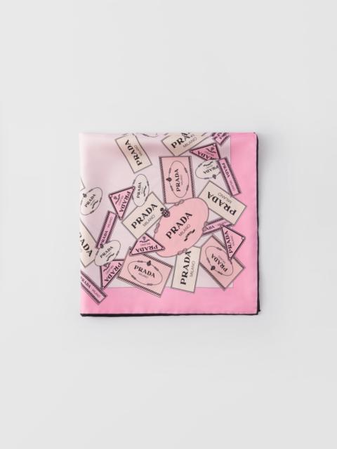 Printed silk twill scarf