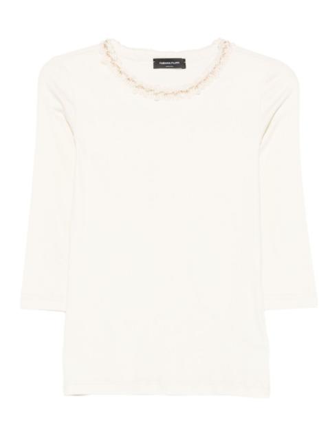 embellished three-quarter sleeve T-shirt