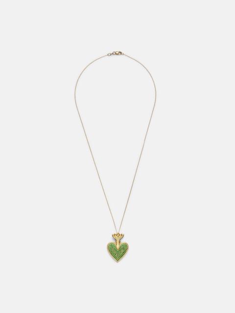 Blowing Heart 18kt gold pendant necklace with Tsavorites