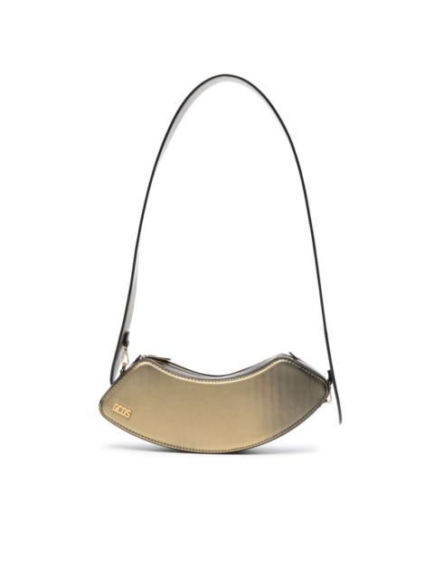 Comma holographic-effect medium shoulder bag