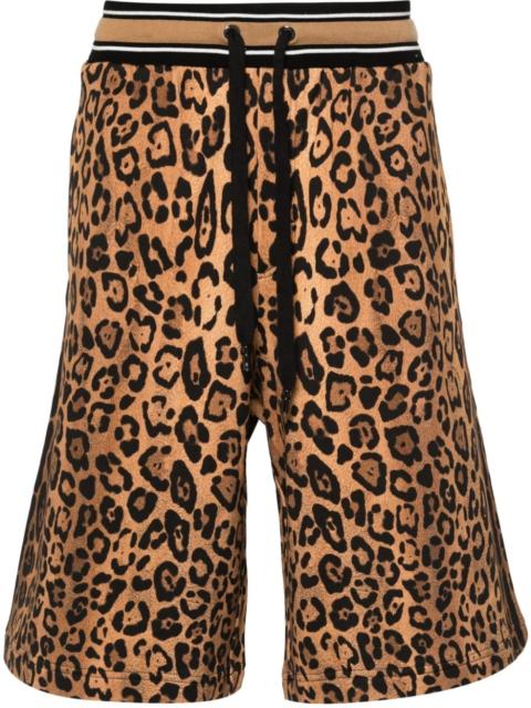 cheetah-print track shorts