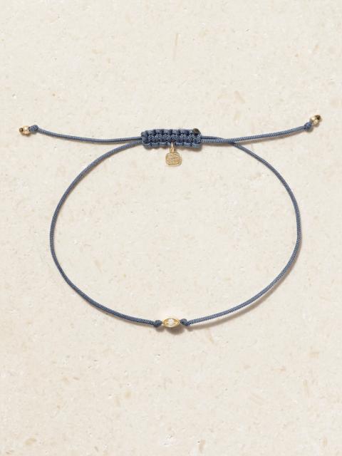 Tiny Evil Eye 14-karat Gold, Cord And Diamond Bracelet