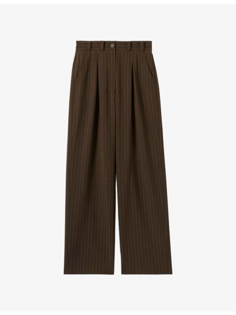 Straight High-Rise Stretch Wool-Blend Trousers