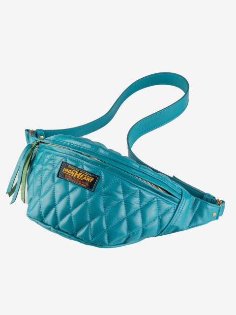 DIAMOND STITCHED LEATHER WAIST BAG - BLUE