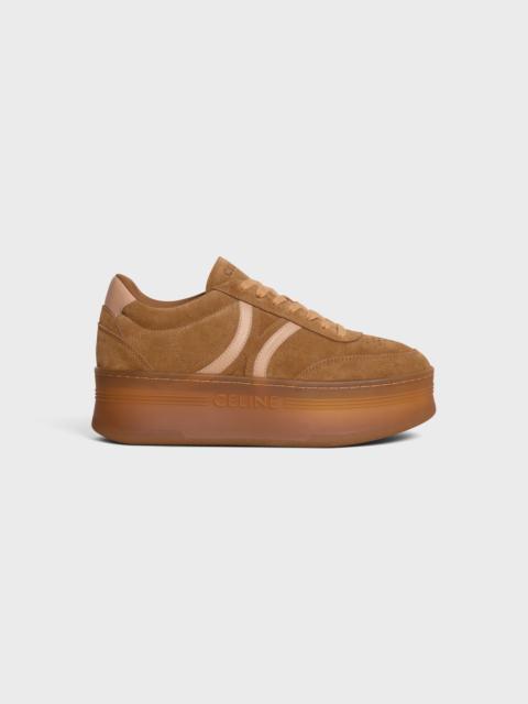 CELINE - BLOCK SNEAKERS WITH BACK TRIOMPHE AND WEDGE OUTSOLE IN SUEDE CALFSKIN AND CALFSKIN