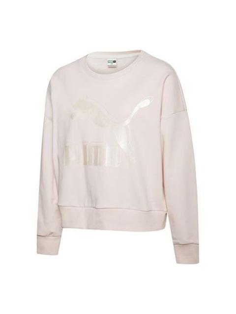 (WMNS) PUMA Printing Round-neck Sweatshirt Pink/Red 597405-87