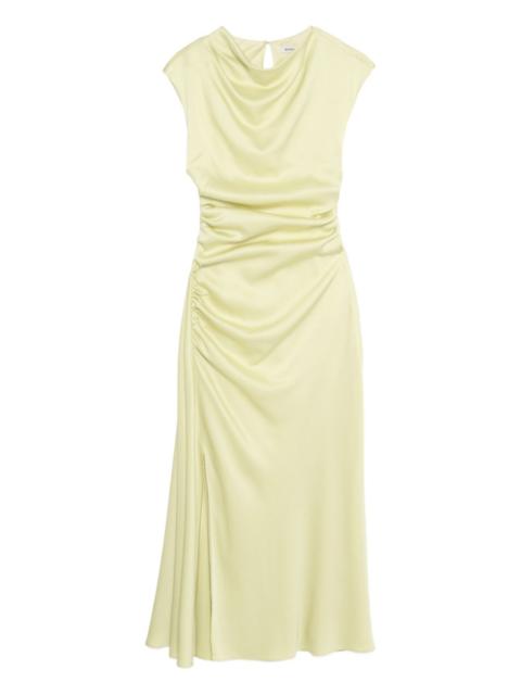 Burke draped gathered satin midi dress