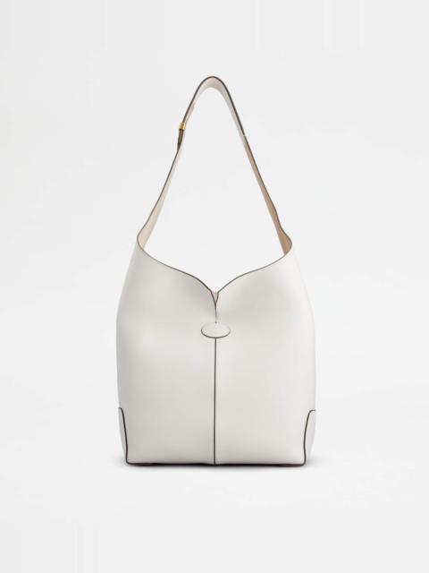 TOD'S DI BAG FOLIO SHOULDER BAG IN LEATHER LARGE - WHITE